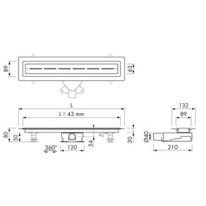 Easy Drain Vinyl EDVINM280035 douchegoot 80cm zijuitloop