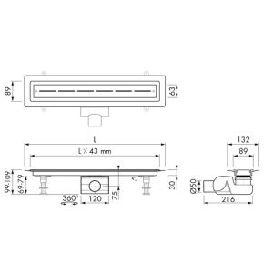 Easy Drain Vinyl EDVINM290050 douchegoot 90cm zijuitloop