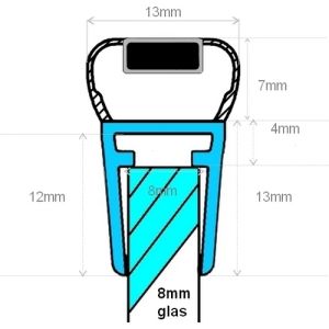 Exa-Lent Universal DS142008 - M08115200 clear shower profile magnetic straight (each) 200cm 8mm