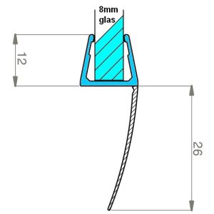 Exa-Lent Universal DS282008 clear shower profile 1 flap 200cm - 8mm