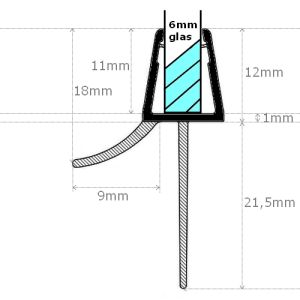 Exa-Lent Universal DS642006 matte black shower profile 1 flap 1 flap 200cm - 6mm