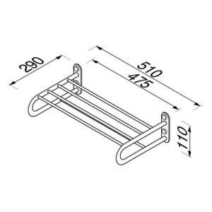 Geesa Hotel 915252 bath towel tray 47,5cm with rack chrome