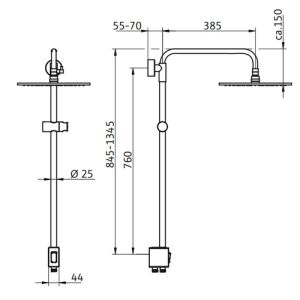 HSK AquaSwitch RS 200 rond 1001700 showerset zonder kraan chroom