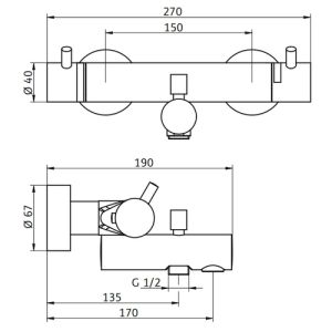 HSK Dusche & Co! 1000109 Duschset 1.09 rund (Badethermostat + Duschset) chrom