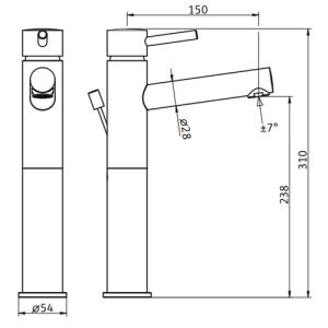 HSK Shower & Co! 1100002 basin tap round chrome