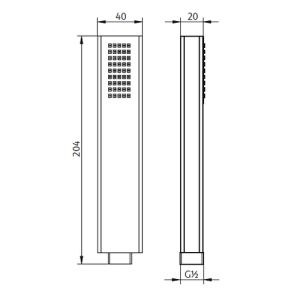 HSK Shower & Co! 1100117 design handdouche rechthoekig zonder doucheslang chroom
