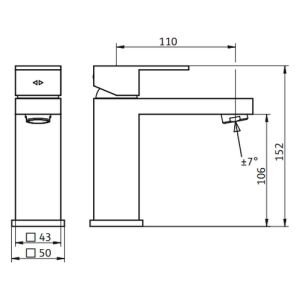 HSK Shower & Co! 1140031 basin faucet rectangular chrome