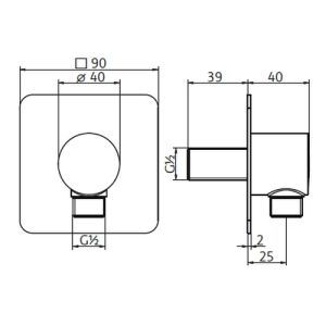 HSK Dusche & Co! 1180013 Winkelstutzen Softcube chrom (Outlet)