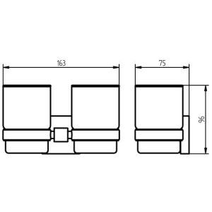 Haceka Mezzo Tec 1119542 doppelt Zahnputzbecherhalter satiniertes Glas/ gebürsteter Edelstahl