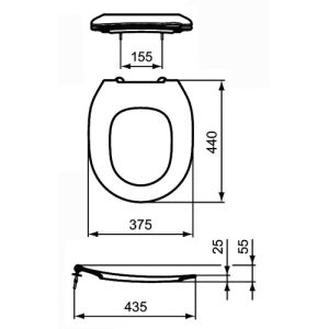 Ideal Standard Contour 21 Schools S4545GQ toilet seat without cover red