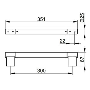 Keuco Collection Plan 14907170000 handle 300mm aluminum silver anodized/ chrome plated