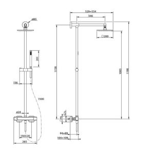 Pure Aragon AR5117 Dusche Aufputz-Set mit Thermostat Chrom