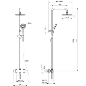 Pure Basic DU5412 Dusche Aufputzset ABS mit Thermostat Chrom