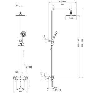 Pure Basic DU5460 Teleskop Dusche Aufputz-Set Messing mit Thermostat Chrom