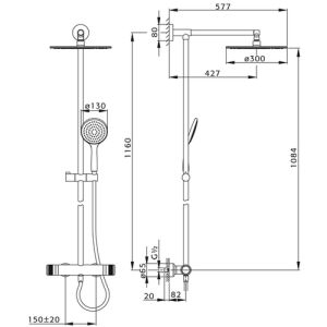Pure Chronos CH5755 Dusche Aufputzset mit Thermostat Chrom