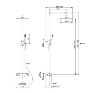Pure Cinca CN5316 Teleskop Dusche Aufputz-Set mit Thermostat Chrom