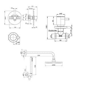 Pure Duero DU5431-ZW Dusche Einbauset mit Thermostat und 2 Eckventile mattschwarz