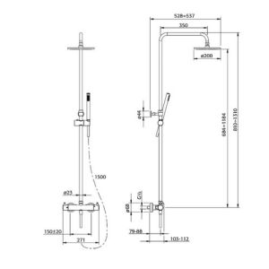 Pure Duero DU5476-CH Teleskop Dusche Aufputz-Set mit Thermostat Chrom