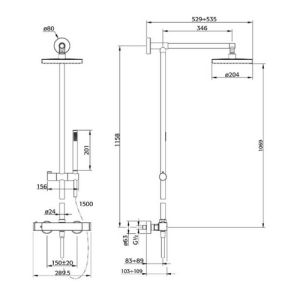 Pure Ebro EB5209 Dusche Aufputzset mit Thermostat Chrom