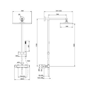 Pure Ebro EB5211 Dusche Aufputzset mit Thermostat Chrom