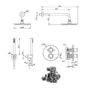 Pure Ebro EB5214 Dusche Unterputzset mit Thermostat Chrom