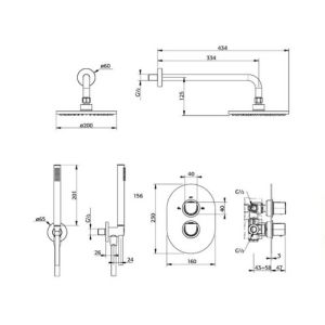 Pure Ebro EB5232 Dusche Einbauset mit Thermostat Chrom