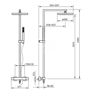 Pure Ebro EB5241 Dusche Aufputzset mit Thermostat Chrom