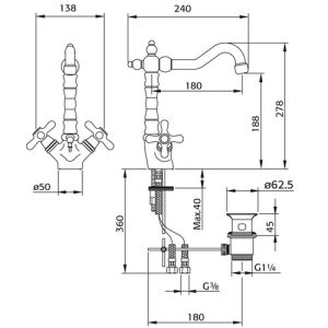 Pure Melrose ME5823 Waschbeckenarmatur chrom