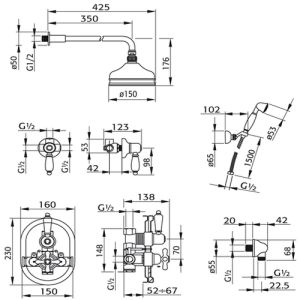 Pure Melrose ME5827 Thermostat-Unterputzdose Duschset chrom
