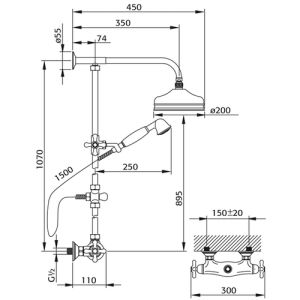 Pure Melrose ME5829 Dusche Aufputz-Set mit Thermostat Chrom