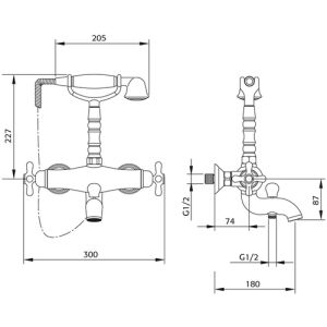 Pure Melrose ME5833 bad thermostaatkraan met handdoucheset chroom