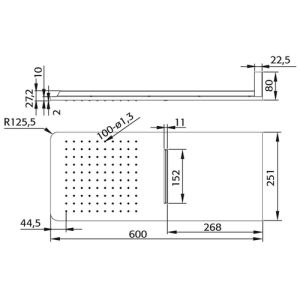 Pure PU3022 Regenbrause mit Wasserfall Chrom