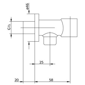 Pure PU5501 wandaansluiting met houder chroom