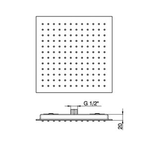 Pure PU5901 Kopfbraus vertieft 180x180mm Chrom