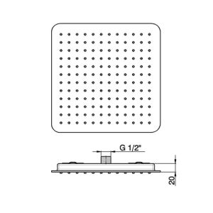 Pure Kopfbraus PU5904 vertieft 360x360mm Chrom