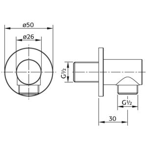 Pure PU5935 wandaansluiting chroom