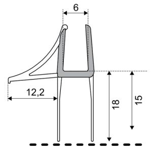 San4U ProfileDay DS601006 kwartrond helder doucheprofiel lange uitvoering 3 flapjes 100cm - 6mm