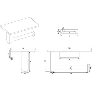 Brauer 5-S-223 toilet roll holder with shelf matte black