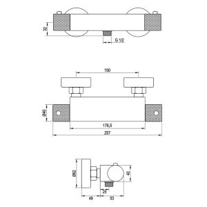 Brauer Carving 5-CE-086-2 surface-mounted shower thermostatic valve SET 02 chrome