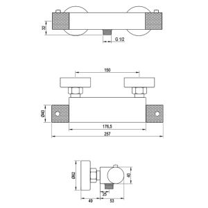 Brauer Carving 5-GM-086-1 surface-mounted shower thermostatic valve SET 01 gunmetal brushed PVD
