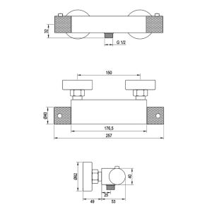 Brauer Carving 5-GM-086 surface-mounted shower thermostatic valve gunmetal brushed PVD
