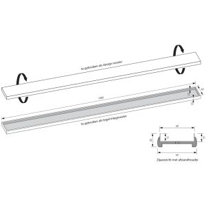 Brauer DR-MRF110NG douchegoot met multifunctioneel rooster en flens 7 x 110cm RVS geborsteld