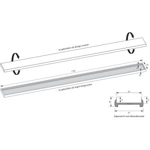 Brauer DR-MRF120NG douchegoot met multifunctioneel rooster en flens 7 x 120cm RVS geborsteld