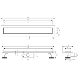 Brauer DR-MRF120NG douchegoot met multifunctioneel rooster en flens 7 x 120cm RVS geborsteld