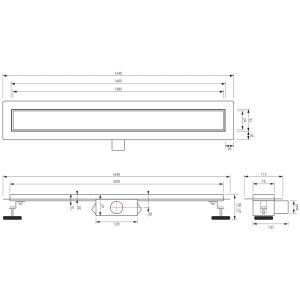 Brauer DR-MRF160NG douchegoot met multifunctioneel rooster en flens 7 x 160cm RVS geborsteld