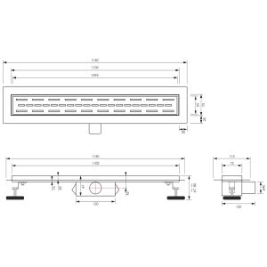 Brauer DR-SRF110NG Duschrinn mit Standard Abdeckung und Flansch 7 x 110cm Edelstahl gebürstet