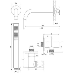 Brauer Edition 5-NG-022 thermostatic concealed bath mixer SET 01 stainless steel brushed PVD