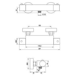 Brauer Edition 5-S-044-1 surface-mounted shower thermostatic valve SET 01 matte black