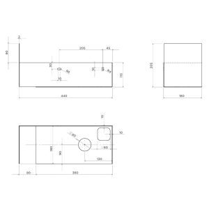 Clou Flush CL073603021 open kast met handdoekhouder t.b.v. Flush 3 fontein rechts, zwart gepoedercoat rvs