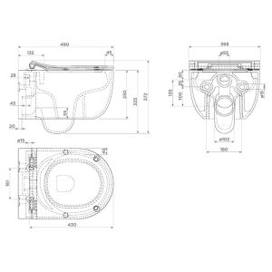 Clou Hammock CL0401081 randloze wandtoilet 49cm met dunne toiletzitting glanzend wit
